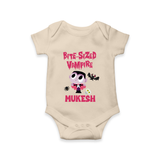 Bite-Sized Vampire Print Baby Romper   - IVORY - New Born (Chest 14")