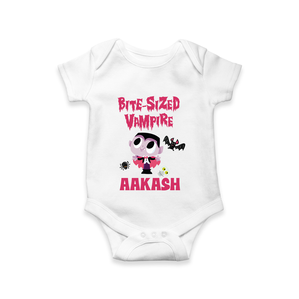Bite-Sized Vampire Romper | Custom Baby Romper for Halloween - WHITE - New Born (Chest 14")