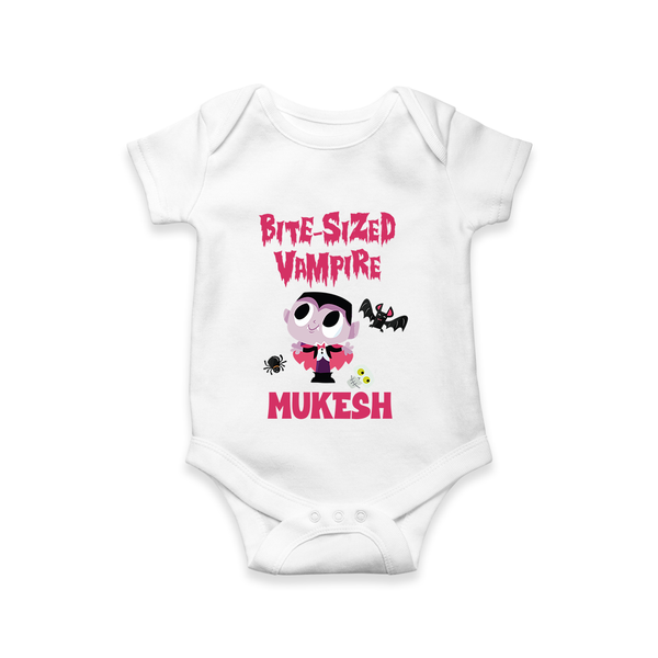 Bite-Sized Vampire Print Baby Romper   - WHITE - New Born (Chest 14")