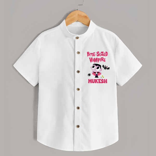 Bite-Sized Vampire Print Baby Kids Shirt  - WHITE - 0 - 6 Months Old (Chest 23")