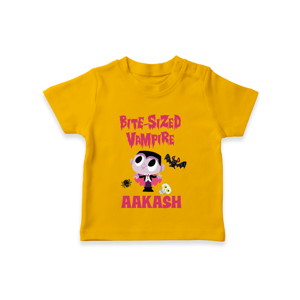 Bite-Sized Vampire Tshirt | Custom Baby Tshirt for Halloween - CHROME YELLOW - 0-5 Months Old (Chest 17")