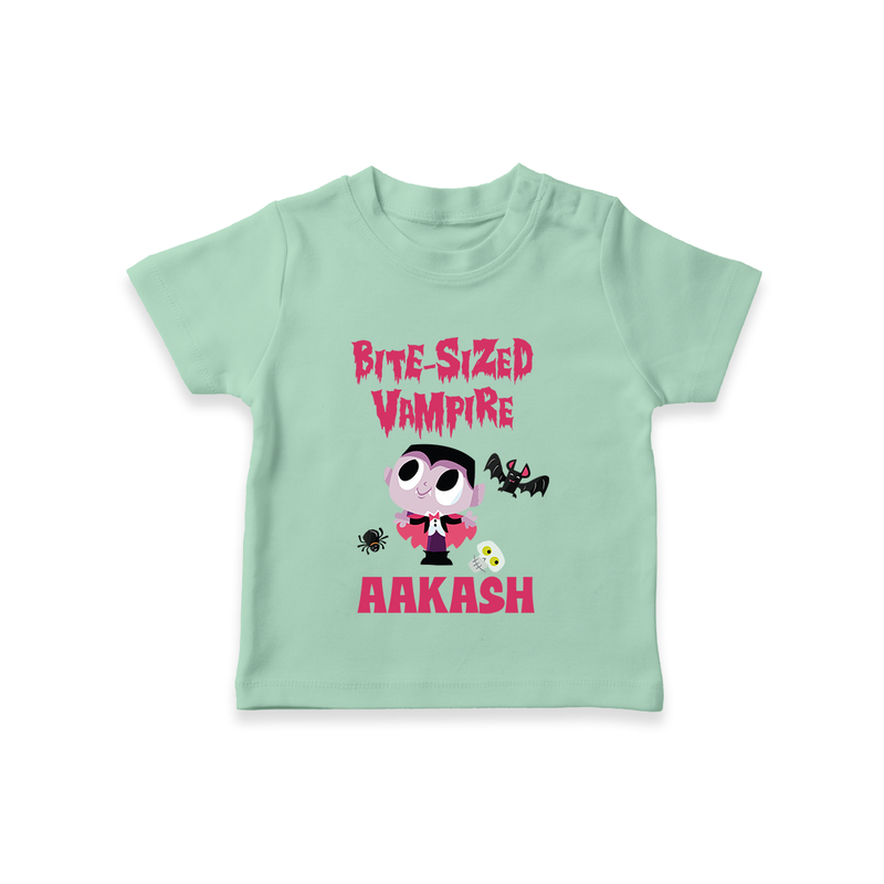 Bite-Sized Vampire Tshirt | Custom Baby Tshirt for Halloween - MINT GREEN - 0-5 Months Old (Chest 17")