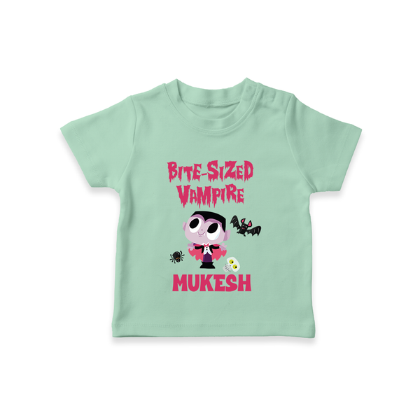 Bite-Sized Vampire Print Baby Tshirt  - MINT GREEN - 0-5 Months Old (Chest 17")