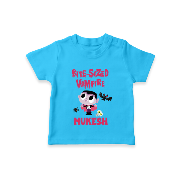 Bite-Sized Vampire Print Baby Tshirt  - SKY BLUE - 0-5 Months Old (Chest 17")