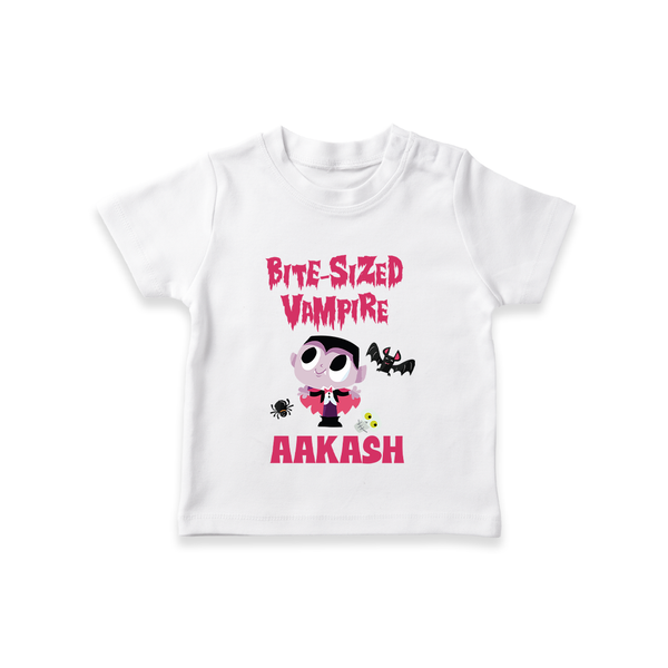 Bite-Sized Vampire Tshirt | Custom Baby Tshirt for Halloween - WHITE - 0-5 Months Old (Chest 17")