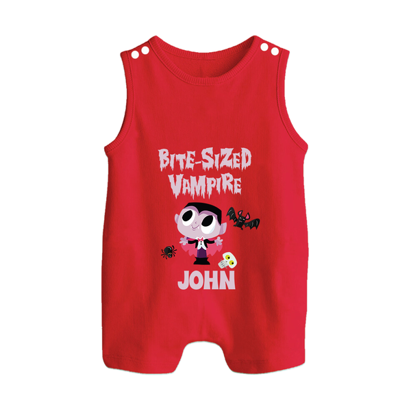 Bite-Sized Vampire Romper Suit | Custom Baby Romper Suit for Halloween - RED - 0 - 5 Months Old (Chest 18")