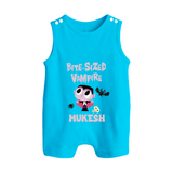 Bite-Sized Vampire Print Baby Button Romper  - SKY BLUE - New Born (Chest 18")