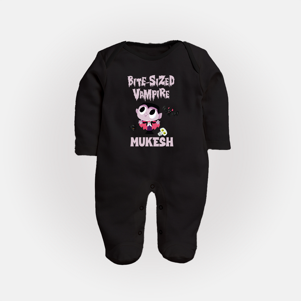 Bite-Sized Vampire Print Baby Full Body Suit  - BLACK - New Born (Chest 7.5")