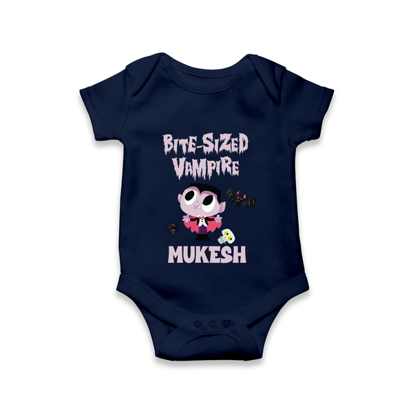 Bite-Sized Vampire Print Baby Romper   - NAVY BLUE - New Born (Chest 14")
