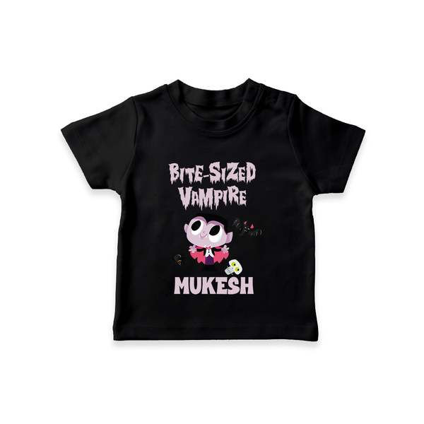 Bite-Sized Vampire Print Baby Tshirt  - BLACK - 0-5 Months Old (Chest 17")
