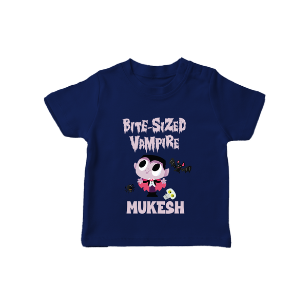 Bite-Sized Vampire Print Baby Tshirt  - NAVY BLUE - 0-5 Months Old (Chest 17")