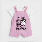 Too Cute To Spook Ghost Print Baby Dungaree - BABY PINK - 0 - 5 Months Old (Chest 18")