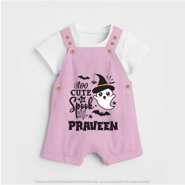 Too Cute Spooh Dungaree Set | Personalized Baby Dungaree Set for Spooky Fun - BABY PINK - 0 - 5 Months Old (Chest 18")