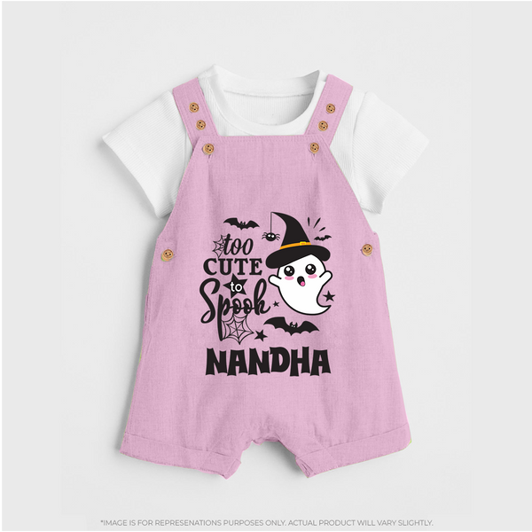 Too Cute To Spook Ghost Print Baby Dungaree - BABY PINK - 0 - 5 Months Old (Chest 18")