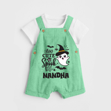 Too Cute To Spook Ghost Print Baby Dungaree - GREEN - 0 - 5 Months Old (Chest 18")