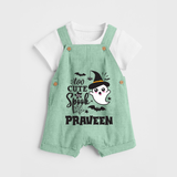 Too Cute Spooh Dungaree Set | Personalized Baby Dungaree Set for Spooky Fun - MINT GREEN - 0 - 5 Months Old (Chest 18")