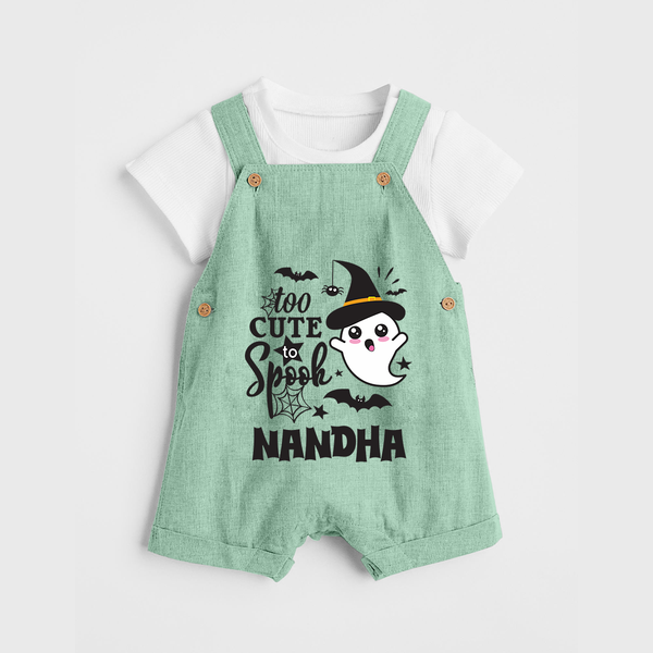 Too Cute To Spook Ghost Print Baby Dungaree - MINT GREEN - 0 - 5 Months Old (Chest 18")