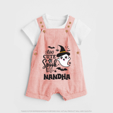Too Cute To Spook Ghost Print Baby Dungaree - PEACH - 0 - 5 Months Old (Chest 18")