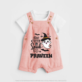 Too Cute Spooh Dungaree Set | Personalized Baby Dungaree Set for Spooky Fun - PEACH - 0 - 5 Months Old (Chest 18")