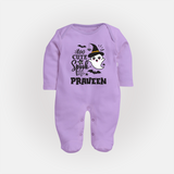Too Cute Spooh Sleep Suit | Personalized Baby Sleep Suit for Spooky Fun - LILAC - New Born (Chest 7.5")