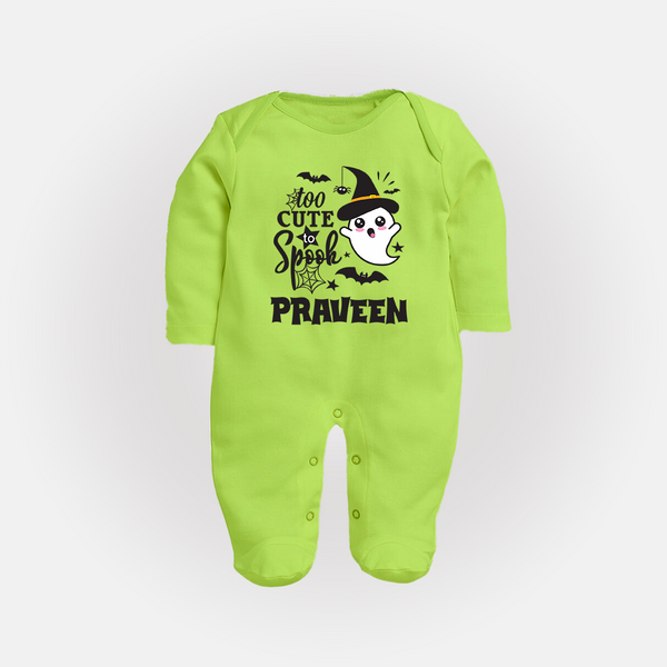 Too Cute Spooh Sleep Suit | Personalized Baby Sleep Suit for Spooky Fun - LIME GREEN - New Born (Chest 7.5")