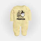 Too Cute Spooh Sleep Suit | Personalized Baby Sleep Suit for Spooky Fun - PASTEL YELLOW - New Born (Chest 7.5")