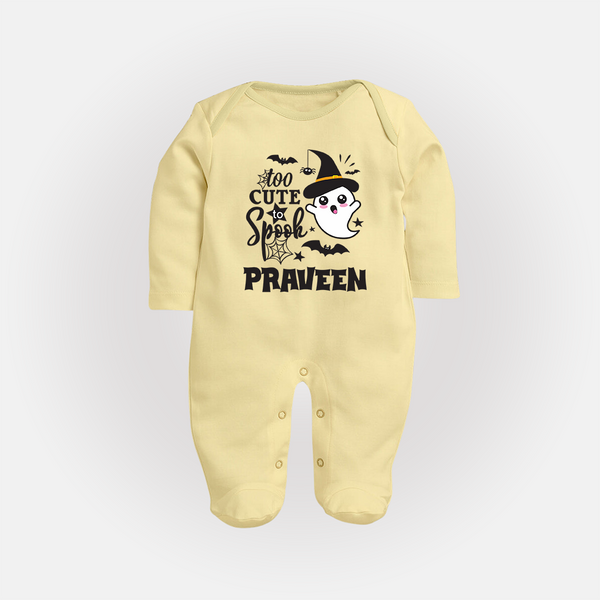 Too Cute Spooh Sleep Suit | Personalized Baby Sleep Suit for Spooky Fun - PASTEL YELLOW - New Born (Chest 7.5")