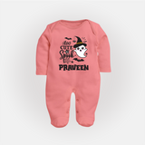 Too Cute Spooh Sleep Suit | Personalized Baby Sleep Suit for Spooky Fun - PEACH - New Born (Chest 7.5")