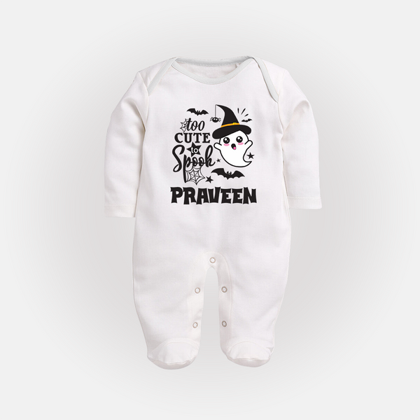 Too Cute Spooh Sleep Suit | Personalized Baby Sleep Suit for Spooky Fun - WHITE - New Born (Chest 7.5")