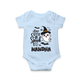 Too Cute To Spook Ghost Print Baby Romper  - BABY BLUE - New Born (Chest 14")