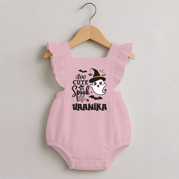 Too Cute To Spook Ghost Print Baby Romper Frock - BABY PINK - 0 - 3 Months Old (Chest 19")