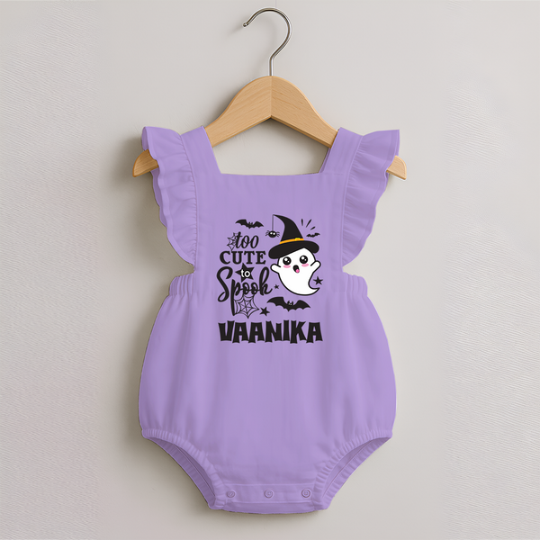 Too Cute To Spook Ghost Print Baby Romper Frock - LILAC - 0 - 3 Months Old (Chest 19")