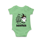 Too Cute To Spook Ghost Print Baby Romper  - GREEN - New Born (Chest 14")