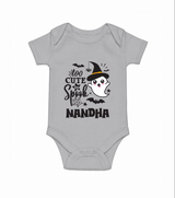 Too Cute To Spook Ghost Print Baby Romper  - GREY - New Born (Chest 14")