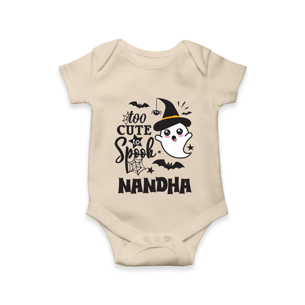 Too Cute To Spook Ghost Print Baby Romper  - IVORY - New Born (Chest 14")
