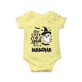 Too Cute To Spook Ghost Print Baby Romper  - PASTEL YELLOW - New Born (Chest 14")