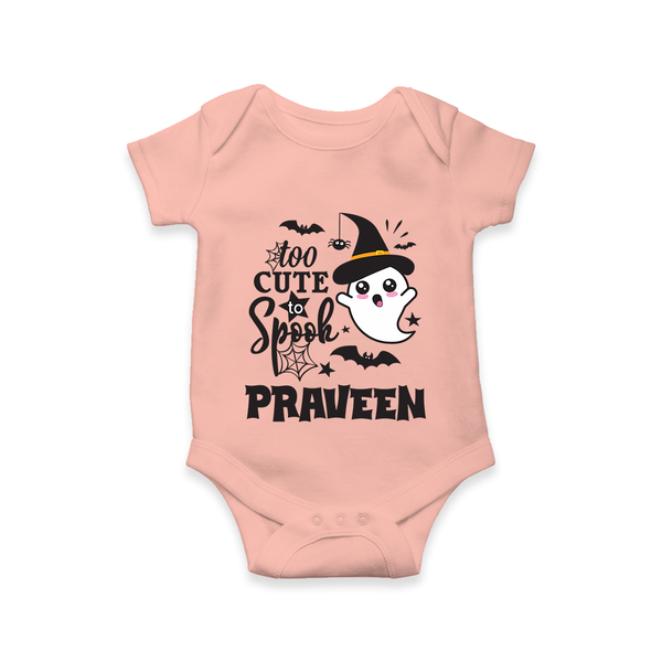 Too Cute Spooh Romper | Personalized Baby Romper for Spooky Fun - PEACH - New Born (Chest 14")