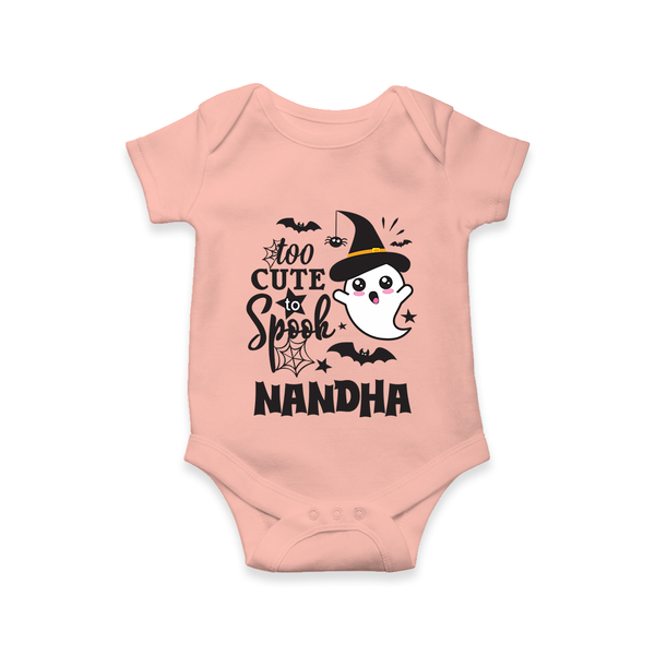 Too Cute To Spook Ghost Print Baby Romper  - PEACH - New Born (Chest 14")