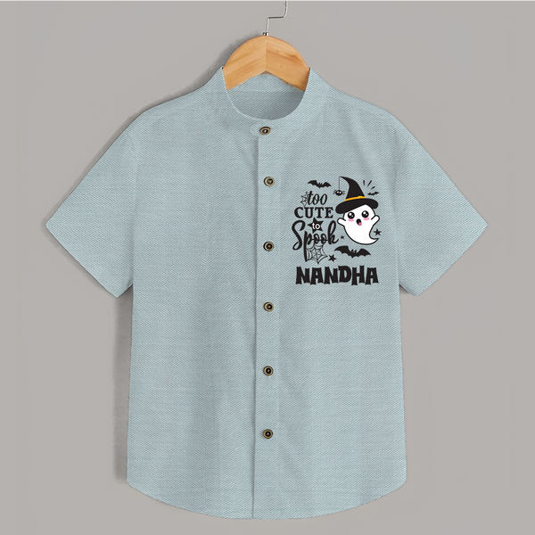Too Cute To Spook Ghost Print Baby Kids Shirt - ARCTIC BLUE - 0 - 6 Months Old (Chest 23")