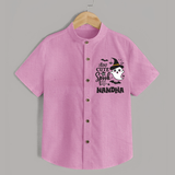 Too Cute To Spook Ghost Print Baby Kids Shirt - BABY PINK - 0 - 6 Months Old (Chest 23")