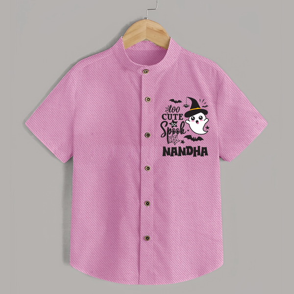 Too Cute To Spook Ghost Print Baby Kids Shirt - BABY PINK - 0 - 6 Months Old (Chest 23")