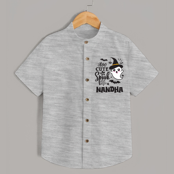 Too Cute To Spook Ghost Print Baby Kids Shirt - GREY - 0 - 6 Months Old (Chest 23")