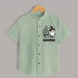 Too Cute To Spook Ghost Print Baby Kids Shirt - MINT GREEN - 0 - 6 Months Old (Chest 23")