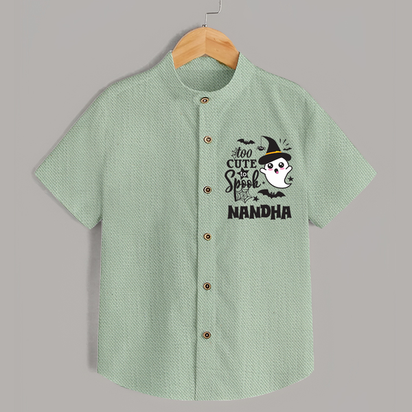 Too Cute To Spook Ghost Print Baby Kids Shirt - MINT GREEN - 0 - 6 Months Old (Chest 23")