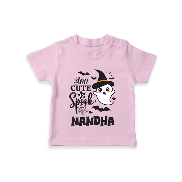 Too Cute To Spook Ghost Print Baby Tshirt - BABY PINK - 0-5 Months Old (Chest 17")