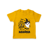 Too Cute To Spook Ghost Print Baby Tshirt - CHROME YELLOW - 0-5 Months Old (Chest 17")