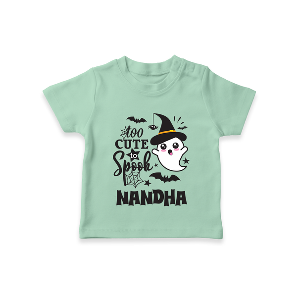 Too Cute To Spook Ghost Print Baby Tshirt - MINT GREEN - 0-5 Months Old (Chest 17")