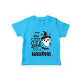 Too Cute To Spook Ghost Print Baby Tshirt - SKY BLUE - 0-5 Months Old (Chest 17")