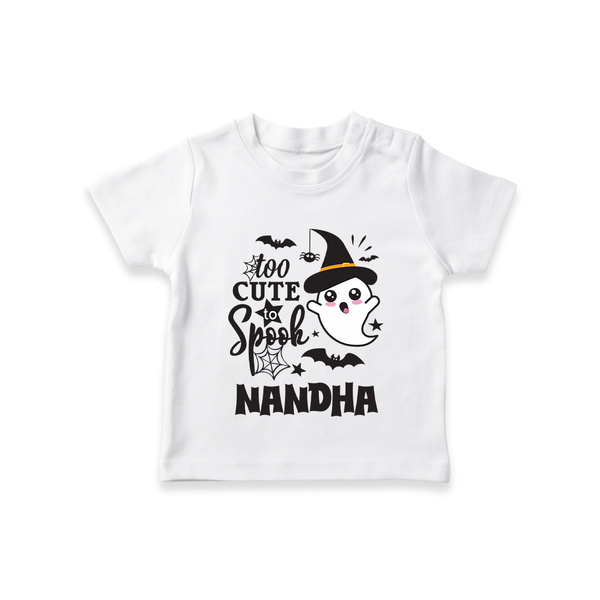 Too Cute To Spook Ghost Print Baby Tshirt - WHITE - 0-5 Months Old (Chest 17")
