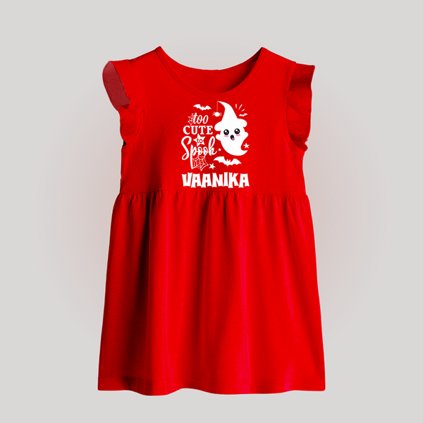 Too Cute To Spook Ghost Print Baby Baby Frock - RED - 0 - 3 Months Old (Chest 17")